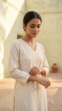 Beige Elegance Embroidered Kurta Set
