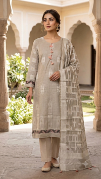 Beige Geometric Kurta Set