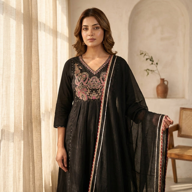 Black Anarkali kurta sets