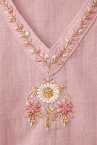 Blush Pink Floral Embroidered Kurta Set