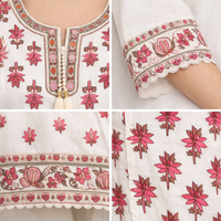 Cream & Red Floral Elegance Kurta Set