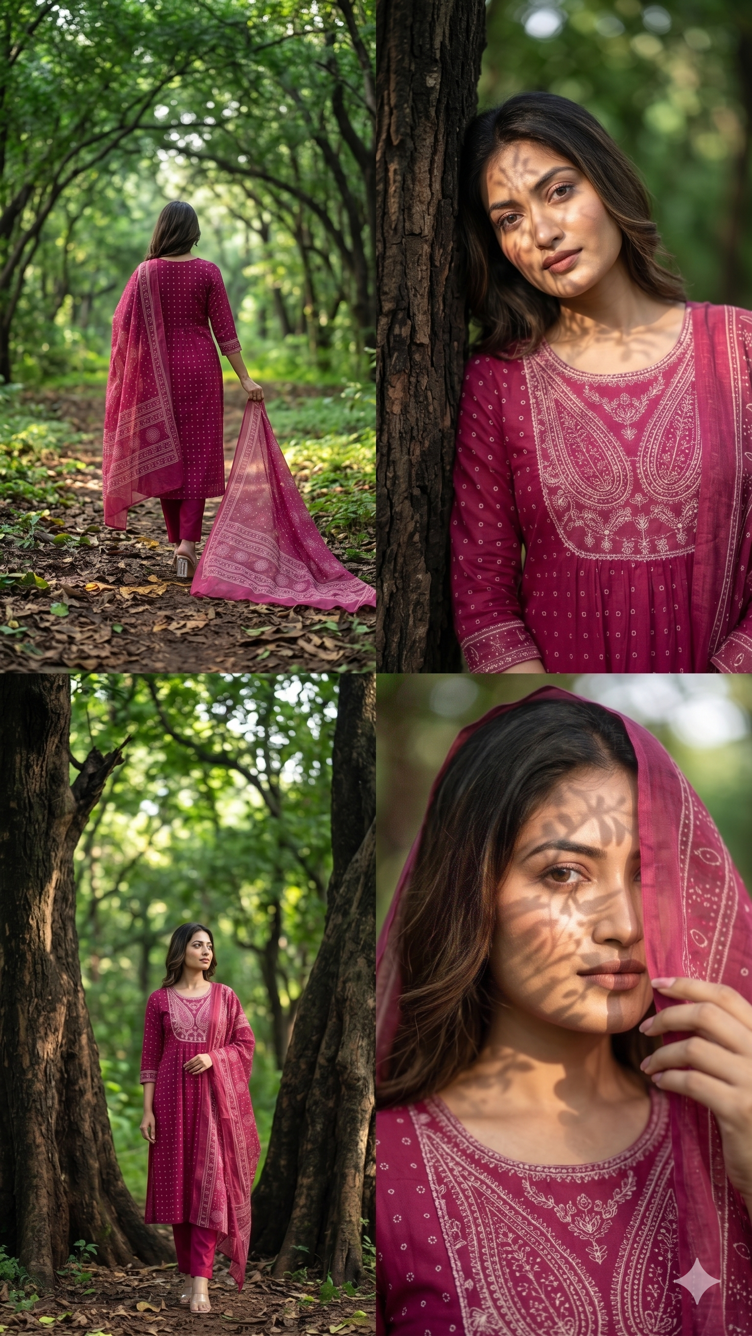 Dark Pink Anarkali embroidery set with dupatta