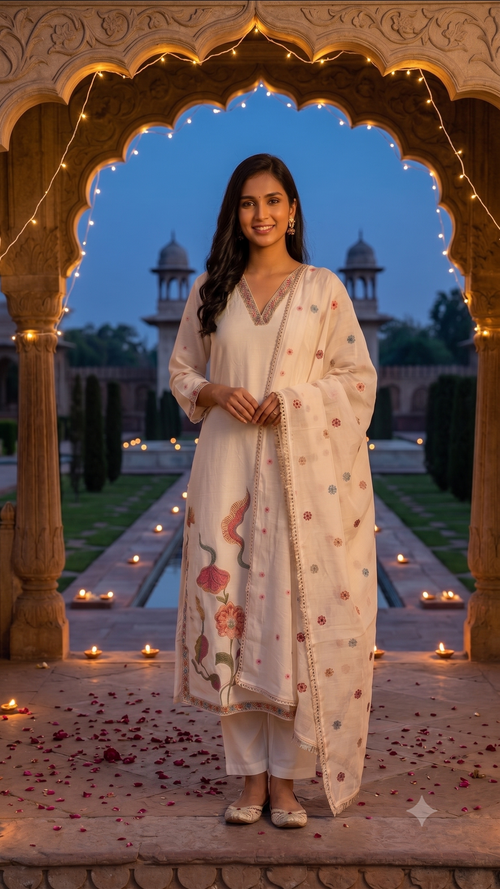 Festive Floral Embroidered Kurta Set