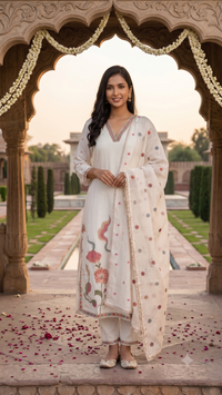 Festive Floral Embroidered Kurta Set