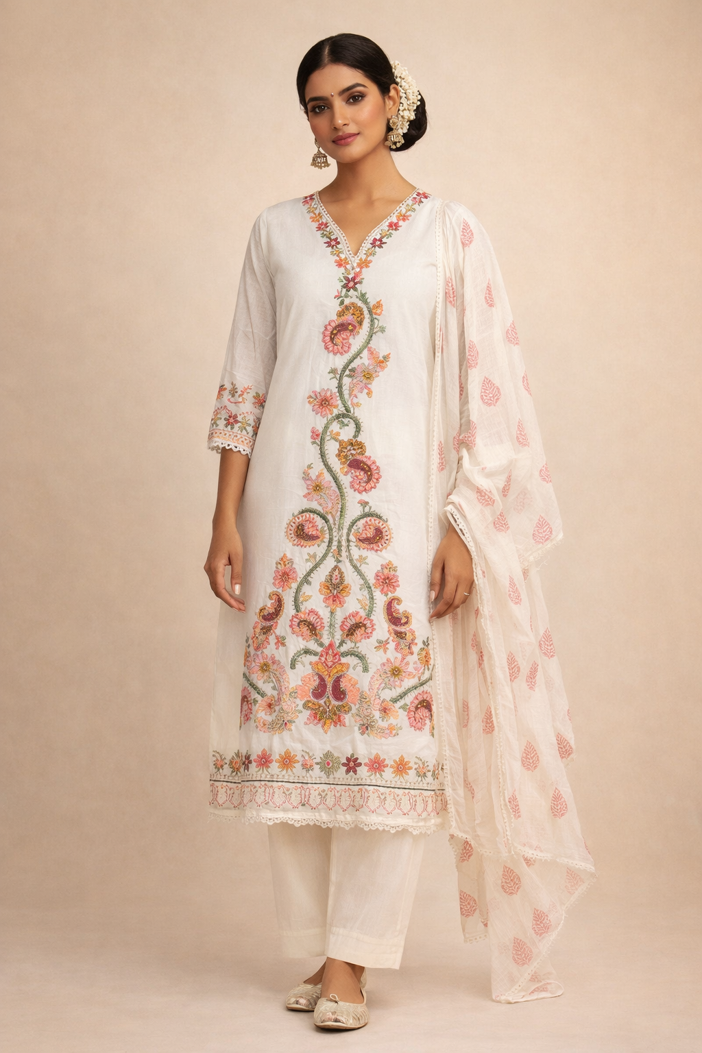 Garden Bloom Embroidered Anarkali Set