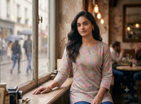 Floral Print Multicolor Short Kurti