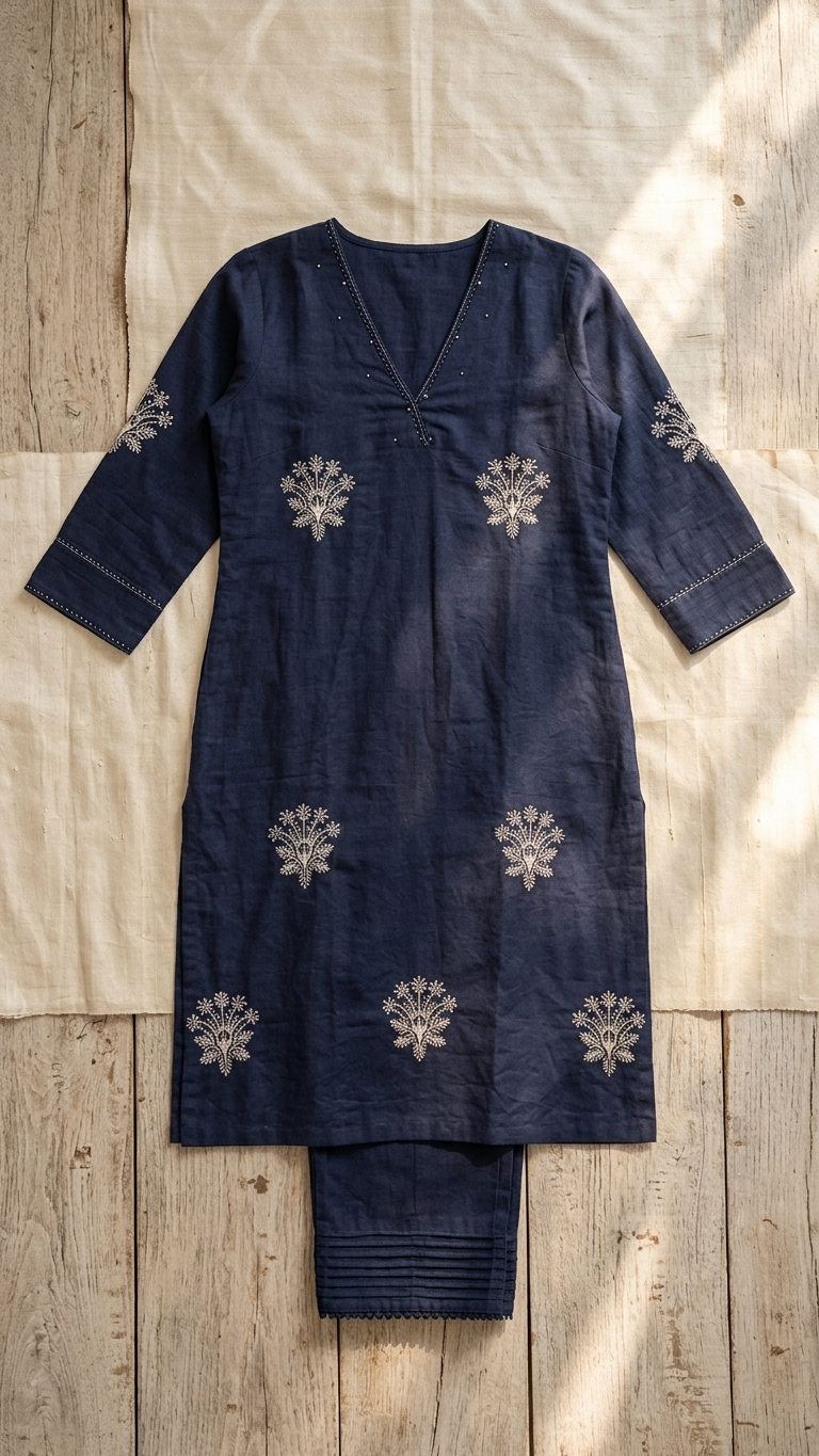 Midnight Blue Elegance Kurta Set