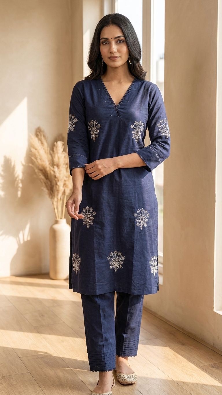 Midnight Blue Elegance Kurta Set