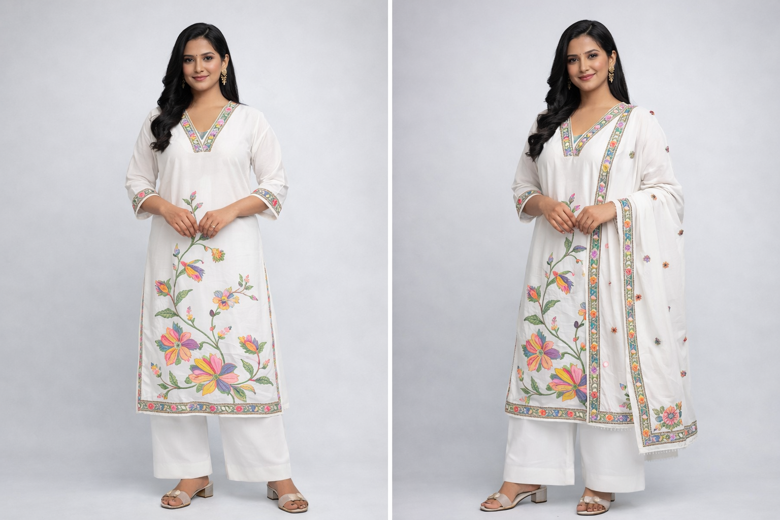 Multicolor Floral Embroidered Kurta Set