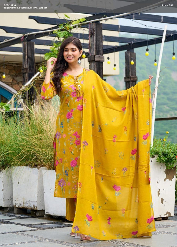 Mustard Yellow 3‑piece Cotton Set