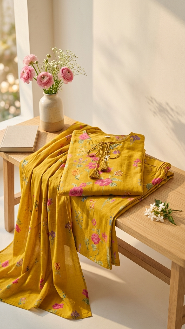 Mustard Yellow 3‑piece Cotton Set