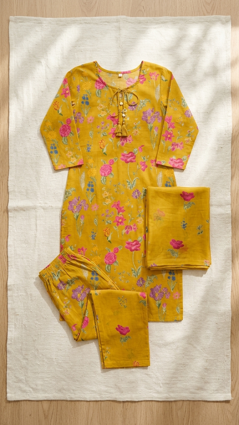 Mustard Yellow 3‑piece Cotton Set