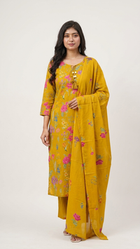 Mustard Yellow 3‑piece Cotton Set