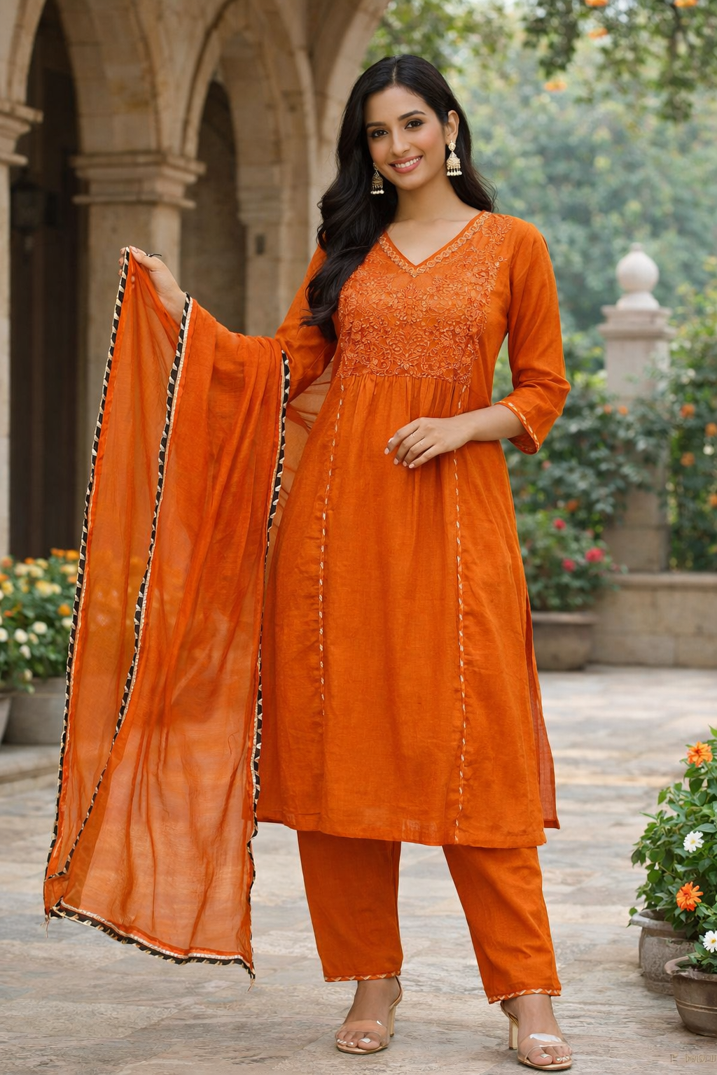 Orange Anarkali kurta sets