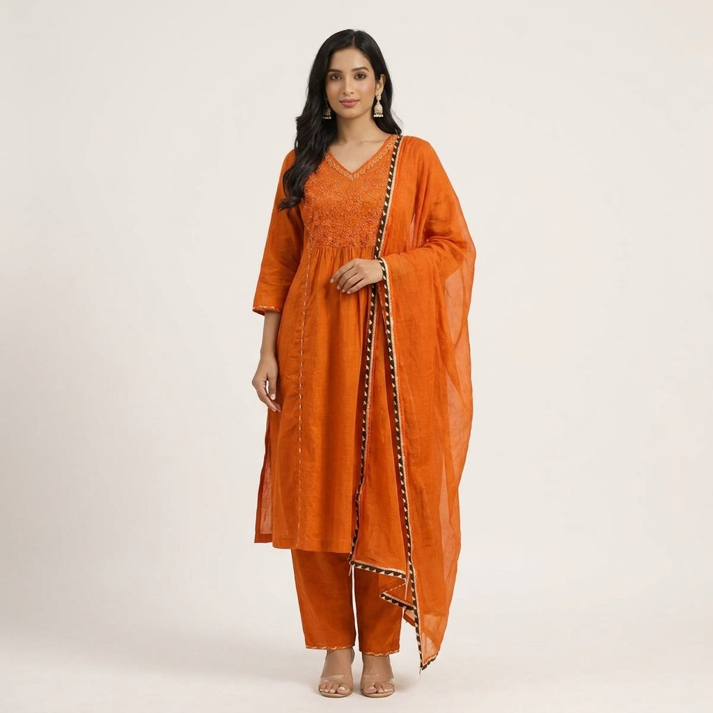 Orange Anarkali kurta sets