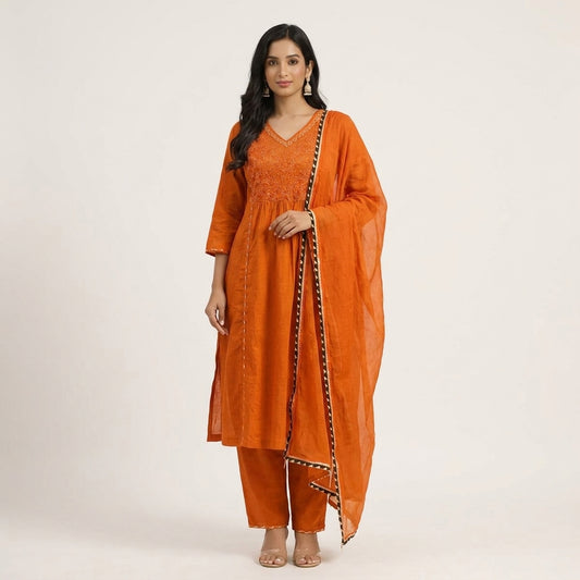 Orange Anarkali kurta sets