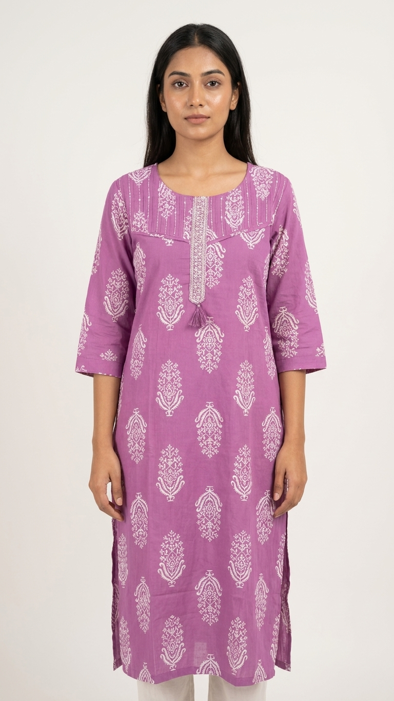 Royal Purple Printed Kurta Set