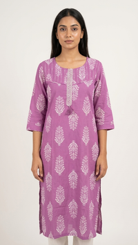 Royal Purple Printed Kurta Set