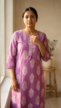Royal Purple Printed Kurta Set