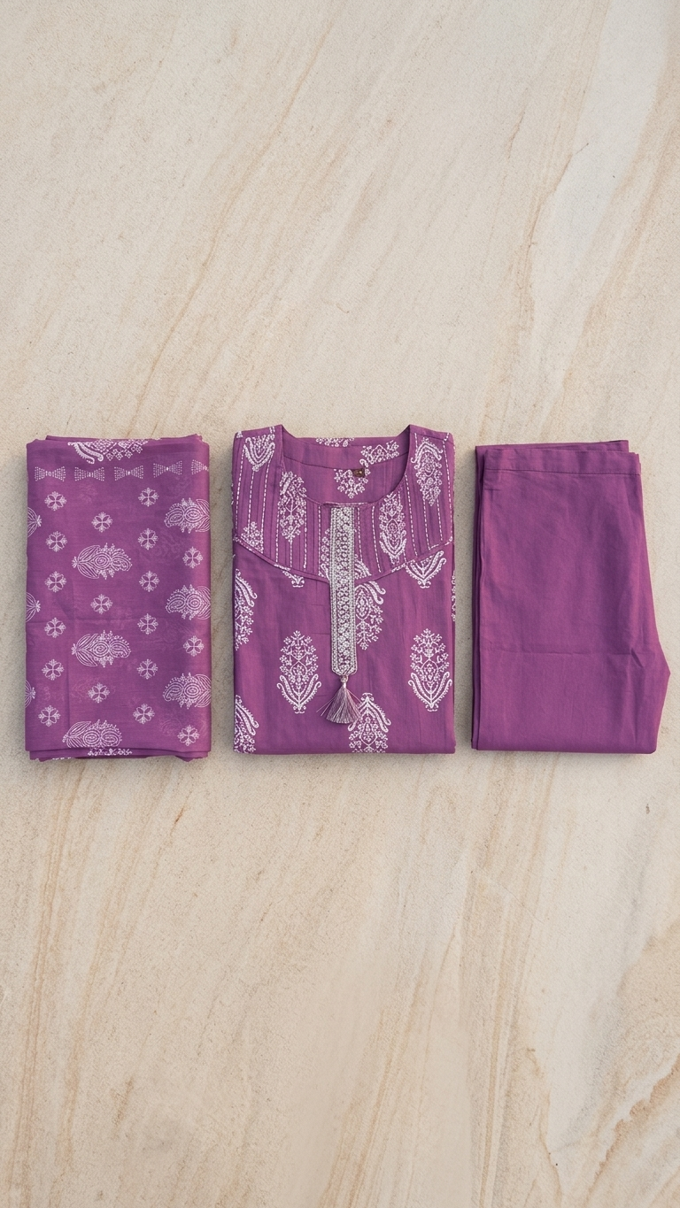 Royal Purple Printed Kurta Set