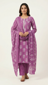 Royal Purple Printed Kurta Set