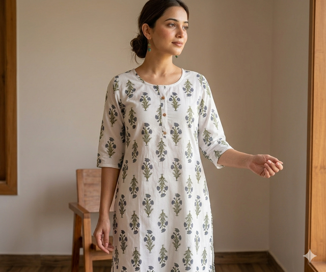 Cotton White Kurti