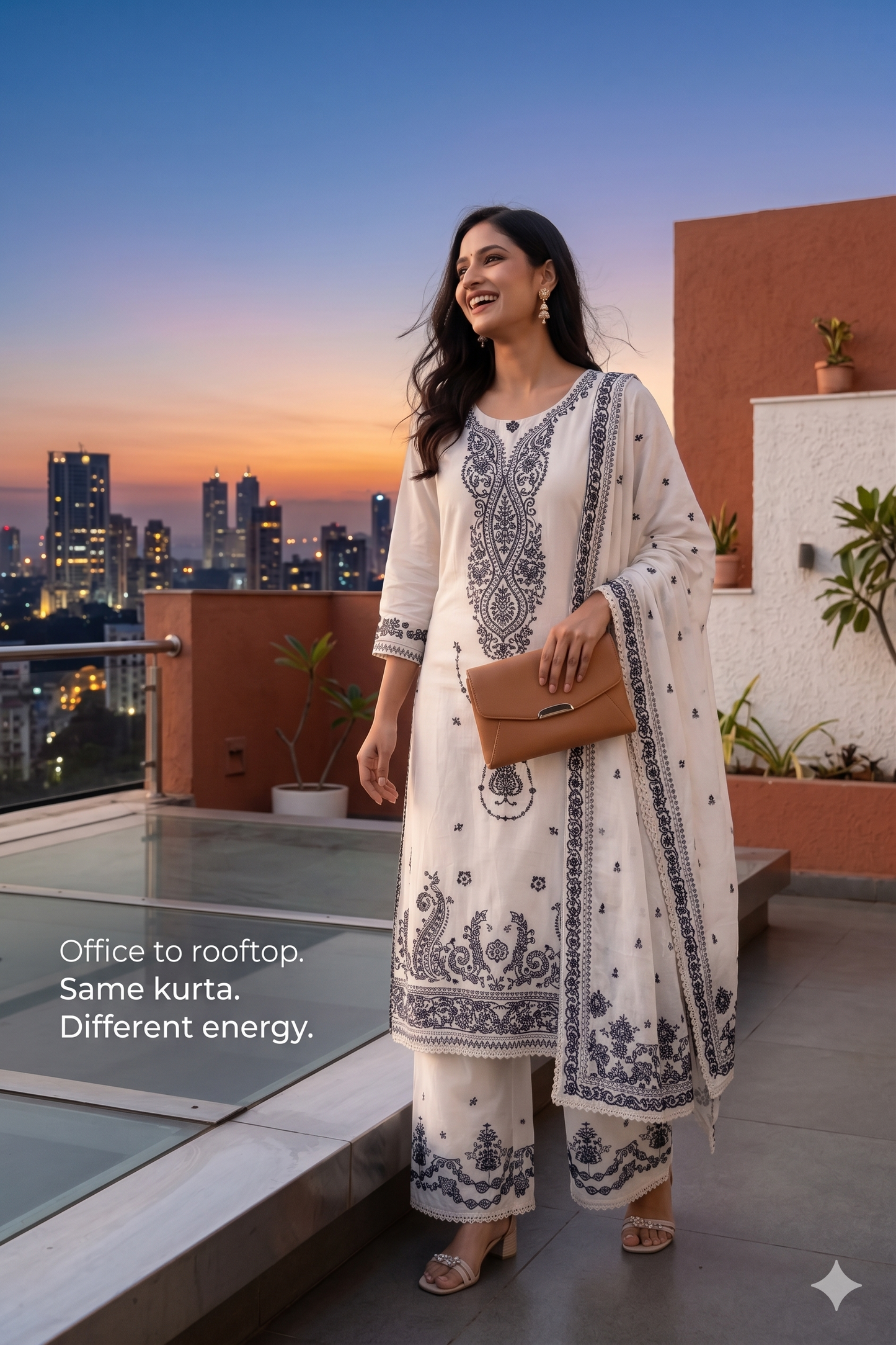 White & Grey Embrodiery Elegance Kurta set