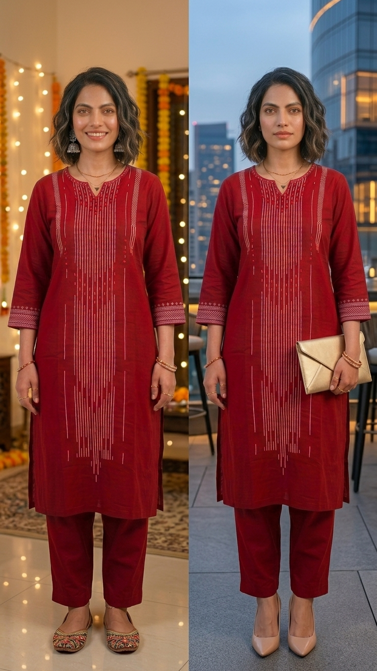 Crimson Grace Embroidered Kurta Set