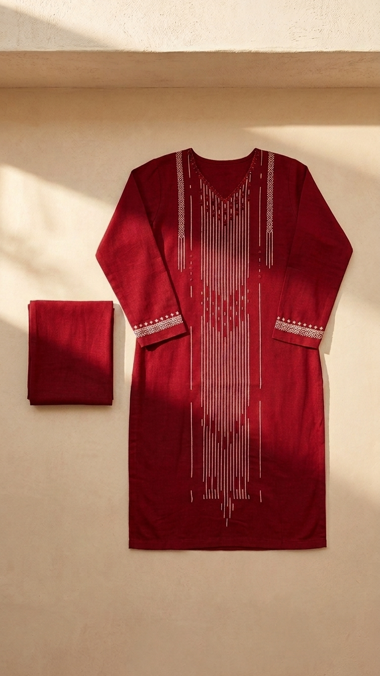 Crimson Grace Embroidered Kurta Set