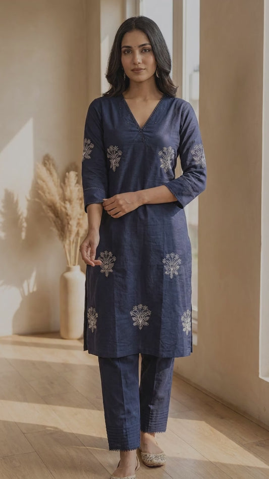 Midnight Blue Elegance Kurta Set