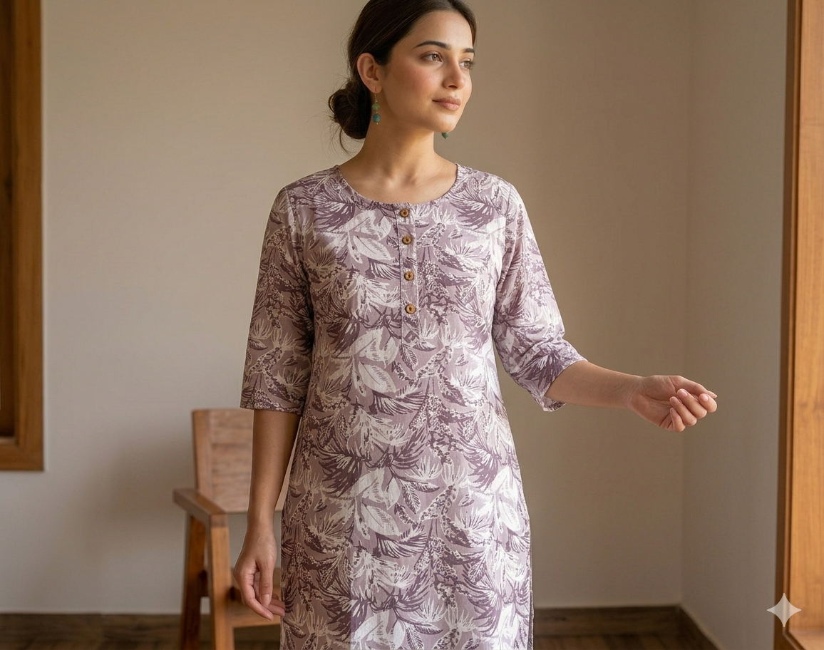 Lavendar Cotton Kurti